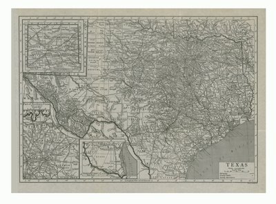 Karte von Texas, USA, um 1910er von Emery Walker
