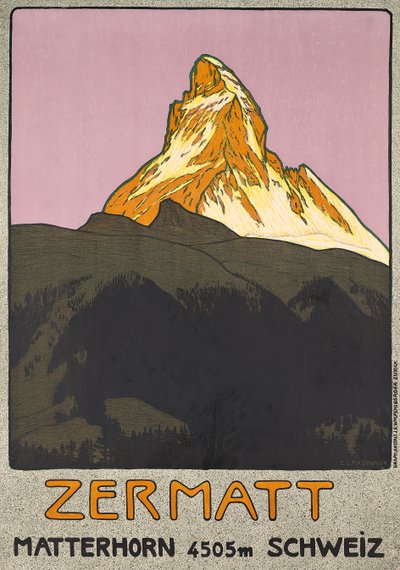 Plakat, das Zermatt, Schweiz bewirbt von Emil Cardinaux