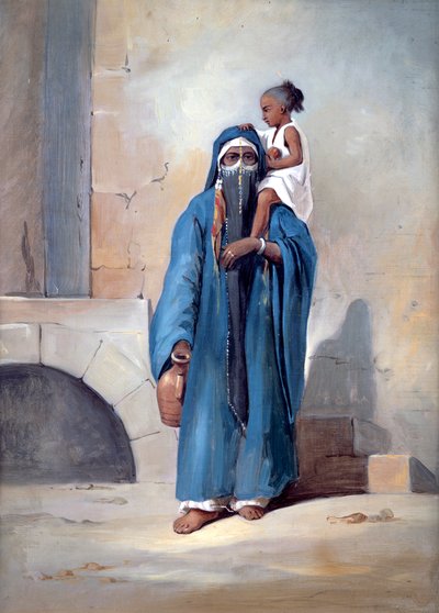 Verschleierte ägyptische Frau, Mitte des 19. Jahrhunderts von Emile Prisse d