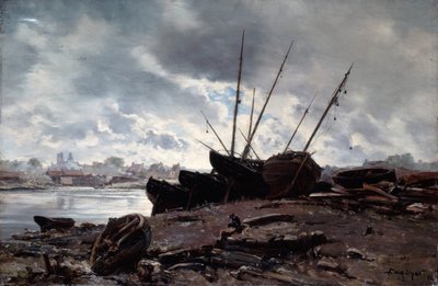 Boote warten auf die Flut, 1882 von Emmanuel Lansyer