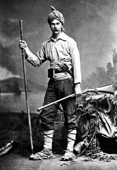 Britischer Jäger in Indien, um 1870er von English Photographer