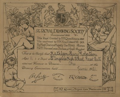 Zertifikat der Royal Drawing Society von English School