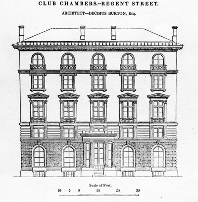 Club Chambers, Regent Street, 1839 von English School