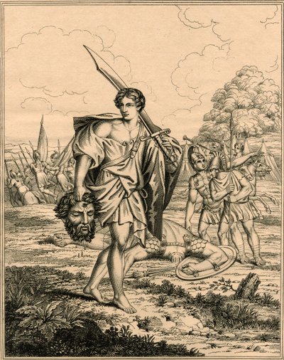 David mit dem Kopf von Goliath von English School