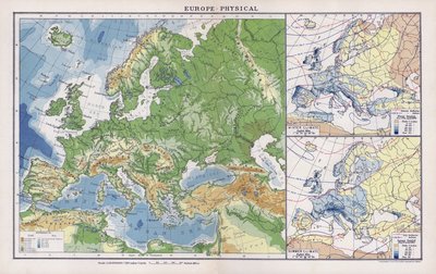 Europa, physisch (Farblithographie) von English School