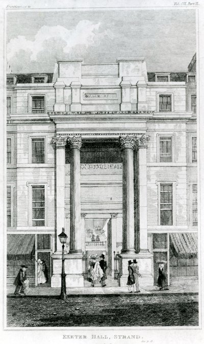 Exeter Hall, Strand, London aus dem Gentlemans Magazine von English School