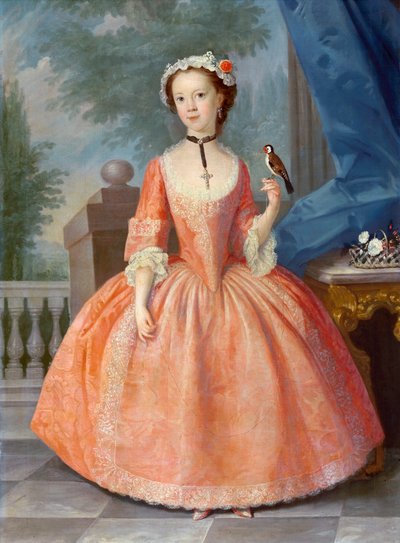 Mädchen in Rosa, ca. 1740er von English School