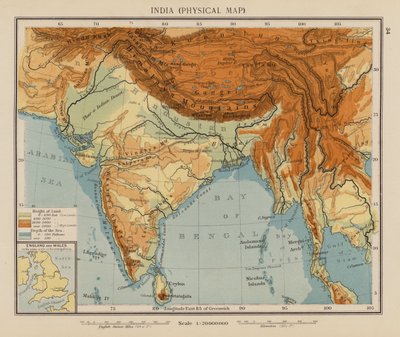 Indien, Physische Karte von English School