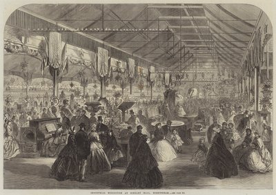 Industrieausstellung in der Bingley Hall, Birmingham (Gravur) von English School