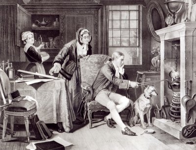 James Watt (1736-1819) spielt mit Dampf von English School