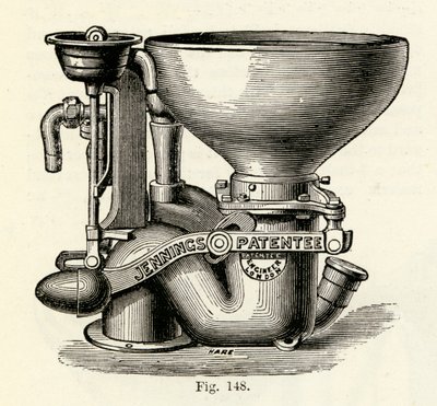 Jennings verbessertes Bramah-Ventil-Klosett, 1870 von English School