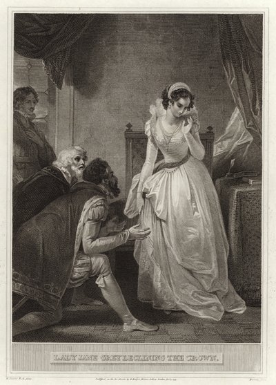 Lady Jane Grey lehnt die Krone ab von English School