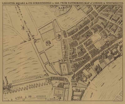 Leicester Square und seine Umgebung im Jahr 1658 von English School