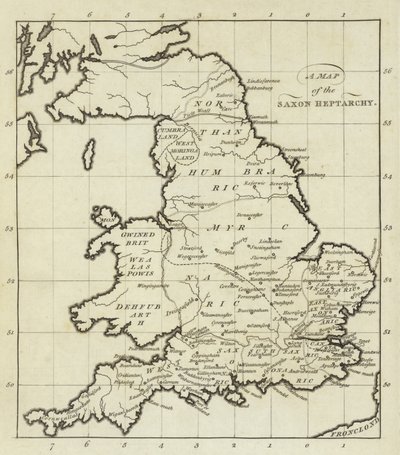 Karte der sächsischen Heptarchie von English School