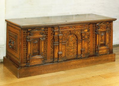 Marketerie-Nonsuch-Truhe (Holz) von English School
