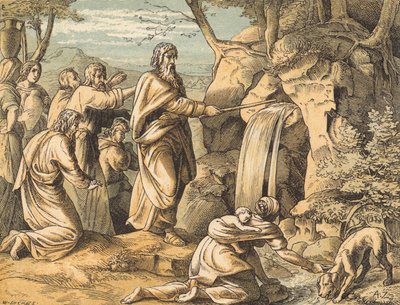 Moses schlägt den Felsen von English School