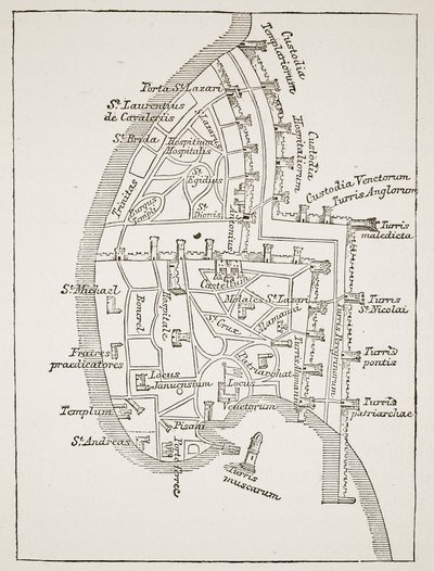 Plan von Akkon im dreizehnten Jahrhundert von English School