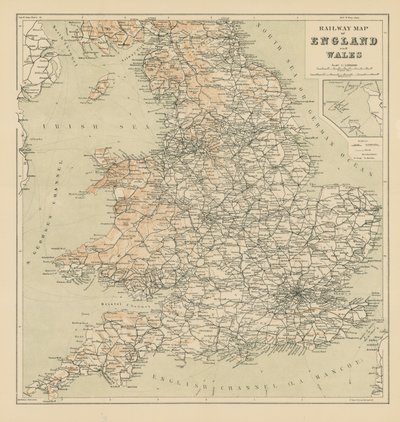 Eisenbahnkarte von England und Wales von English School