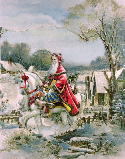 St. Nikolaus, viktorianische Weihnachtskarte von English School