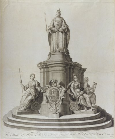 Statue von Königin Anne (1665-1714), veröffentlicht 1713 von English School