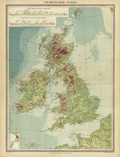 Die Britischen Inseln, physisch von English School