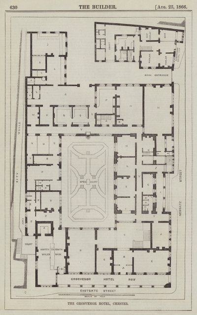 Das Grosvenor Hotel, Chester (Gravur) von English School