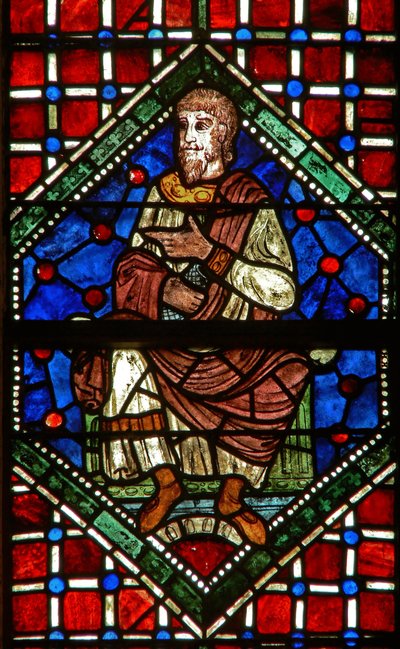 Fenster, das eine genealogische Figur zeigt von English School