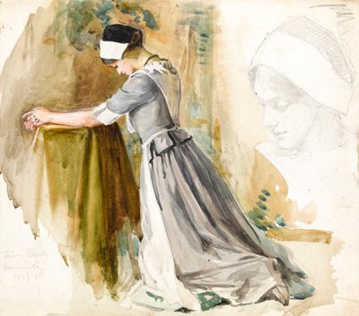 Frau beim Gebet, ca. 1917 von English School