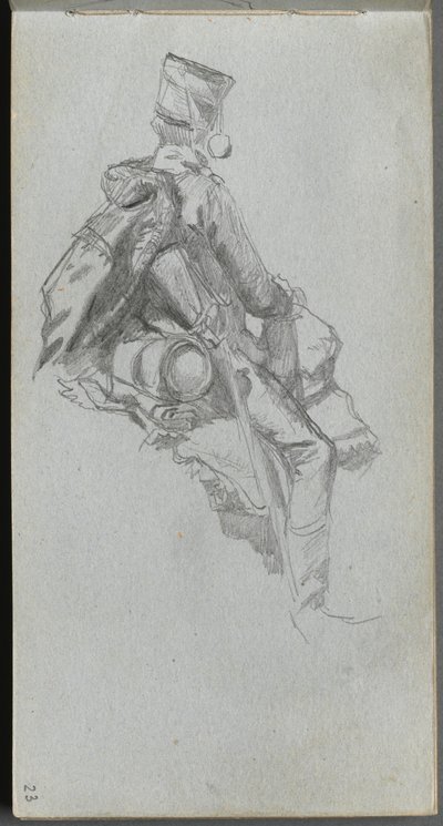 Skizzenbuch, Seite 23: Sitzender Soldat von Ernest Meissonier