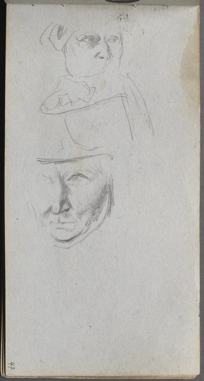 Skizzenbuch, Seite 47: Studien von drei Gesichtern von Jean Louis Ernest Meissonier