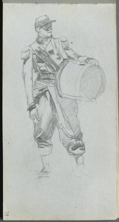 Skizzenbuch, Seite 79: Soldat mit Trommel von Ernest Meissonier