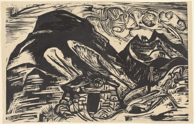 Berge mit einer Berghütte von Ernst Ludwig Kirchner