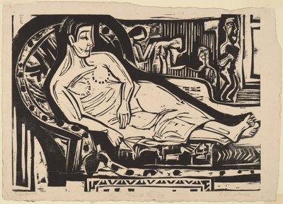 Frau, die auf einem Sofa liegt, 1926 von Ernst Ludwig Kirchner
