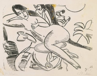 Auf Decke liegender Akt von Ernst Ludwig Kirchner