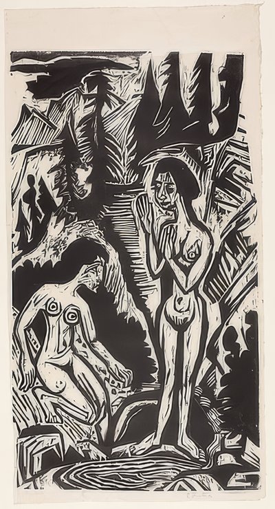 Badende in Felsen von Ernst Ludwig Kirchner