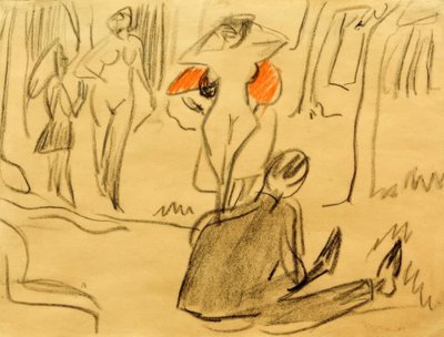 Badende in Moritzburg von Ernst Ludwig Kirchner