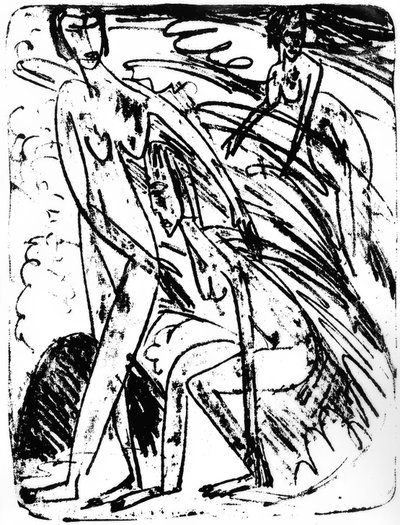 Badende in Wellen von Ernst Ludwig Kirchner