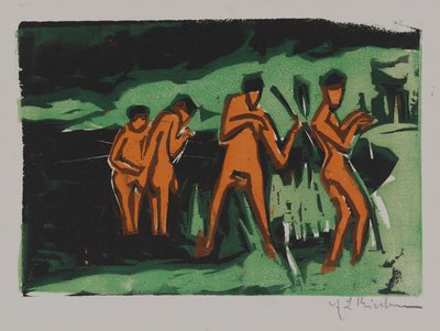 Badende werfen Schilf von Ernst Ludwig Kirchner