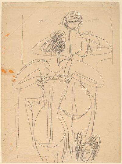 Mädchen vor einem Spiegel von Ernst Ludwig Kirchner