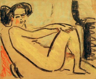 Liegendes Mädchen am Ofen von Ernst Ludwig Kirchner