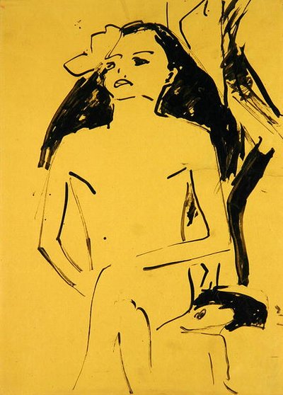 Marzella mit offenem Haar von Ernst Ludwig Kirchner