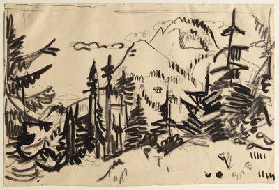 Berglandschaft mit Tannen von Ernst Ludwig Kirchner