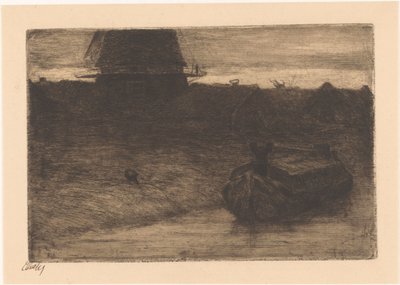 Boot auf einem Kanal von Etha Fles (signed by artist)
