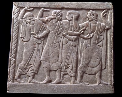 Tanzszene, Flachrelief eines Marmorepitaphs von Etruscan Etruscan