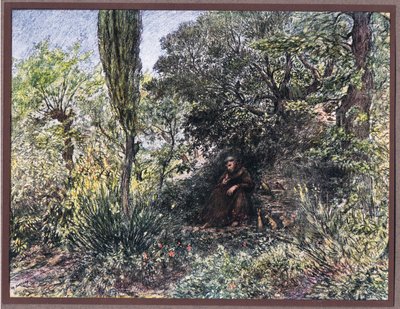 Ein Mönch, der in Einsamkeit meditiert von Eugene Burnand