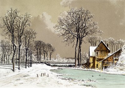 Winterlandschaft - Chromolithographie von Ciceri, n.d. von Eugene Ciceri