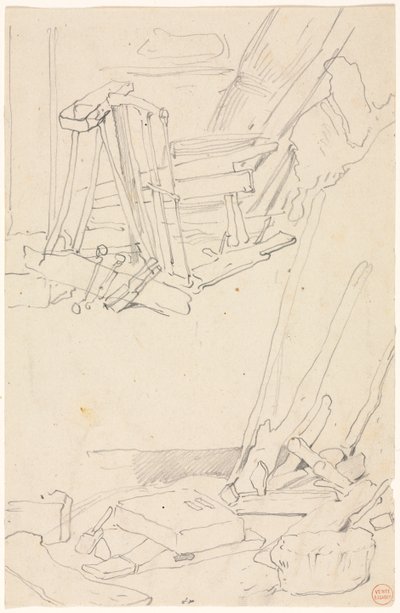 Studien von Holz und landwirtschaftlichen Geräten von Eugene Isabey