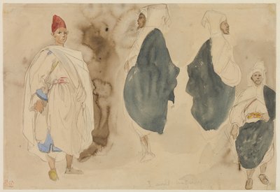 Vier Skizzen von arabischen Männern von Eugène Delacroix