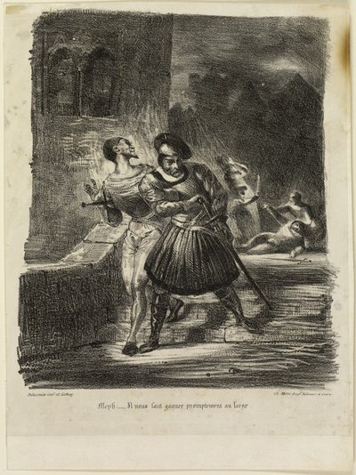 Mephistopheles und Faust fliehen nach dem Duell von Eugène Delacroix