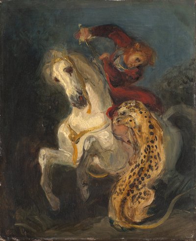 Reiter von einem Jaguar angegriffen von Ferdinand Victor Eugene Delacroix